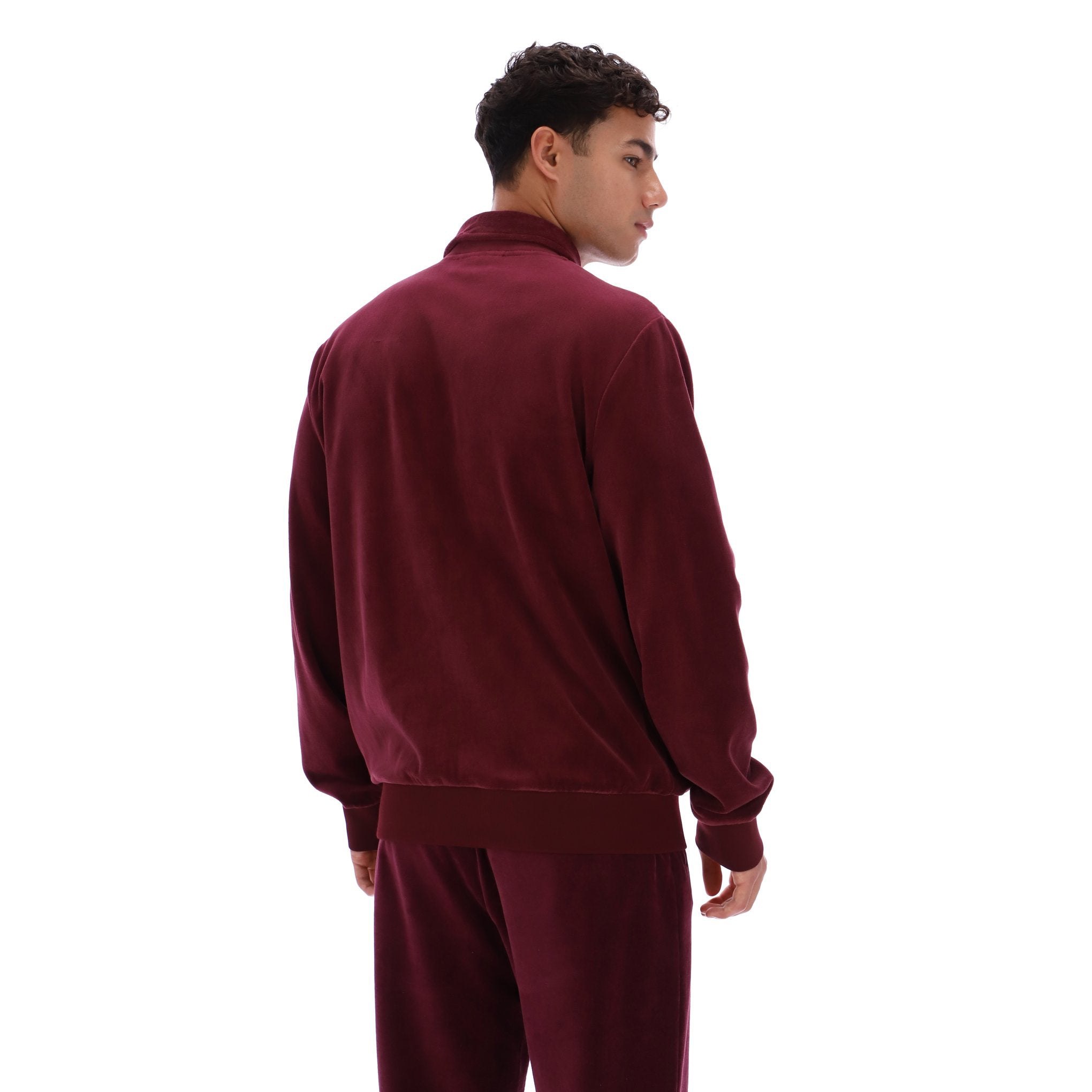 Fila Vintage Malakai Velour Track Top Burgundy
