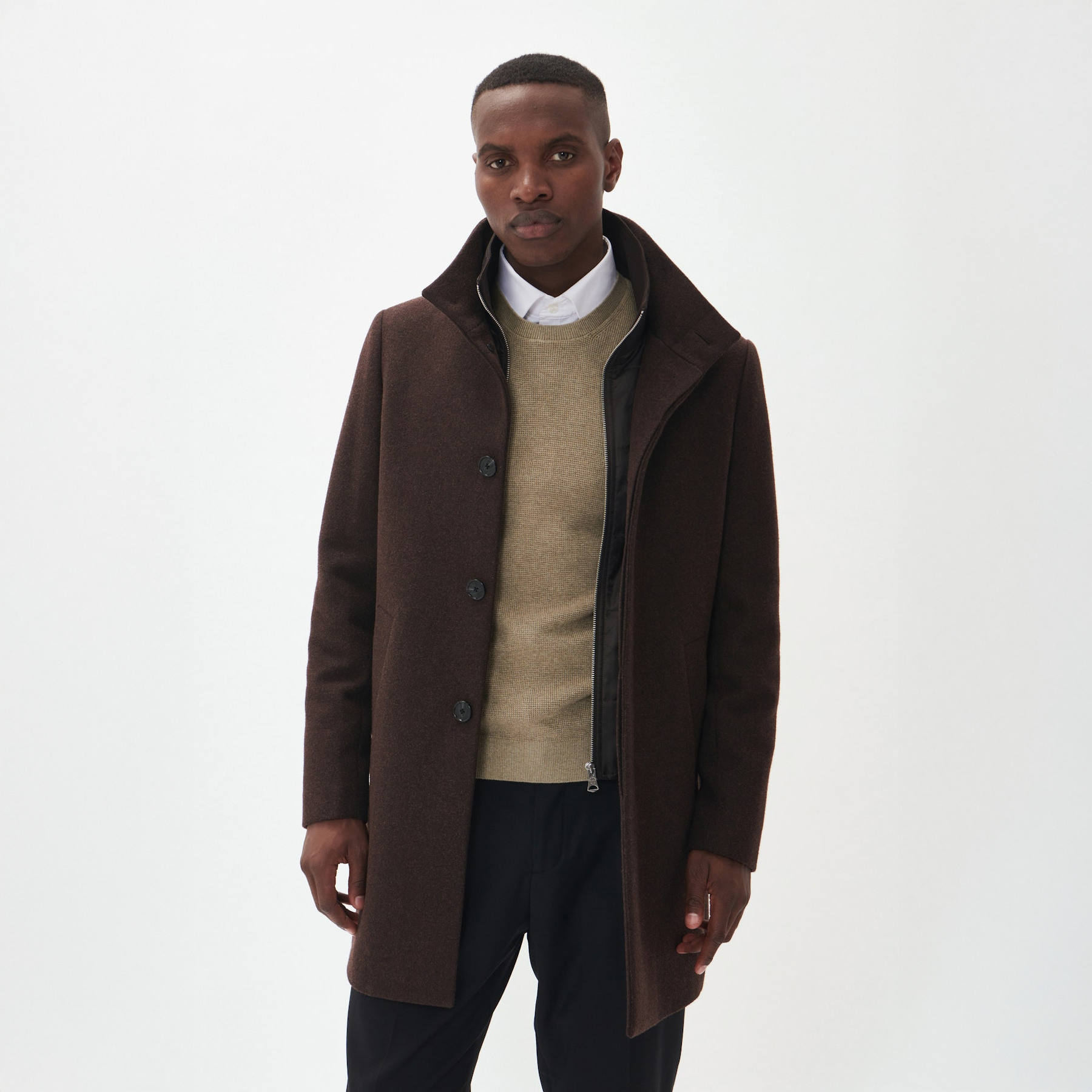 Matinique Harvey Wool Overcoat Espresso