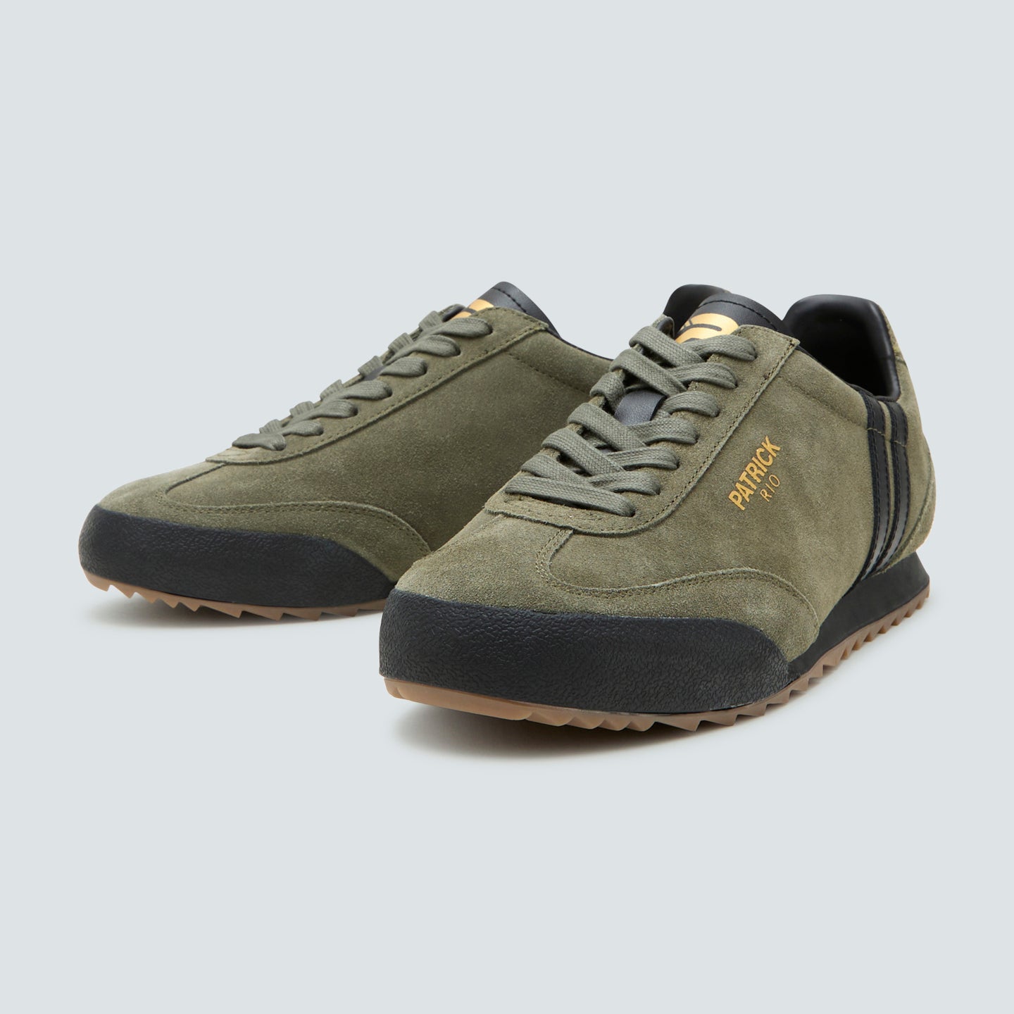 Patrick Rio Suede Trainers Olive/Black