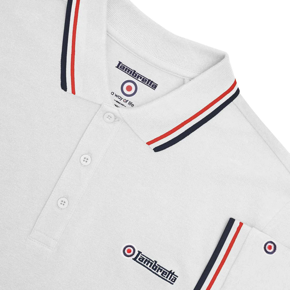 Lambretta Twin Tip Polo Shirt White