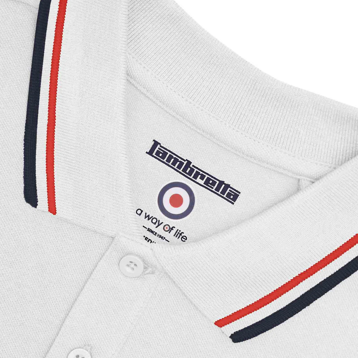Lambretta Twin Tip Polo Shirt White