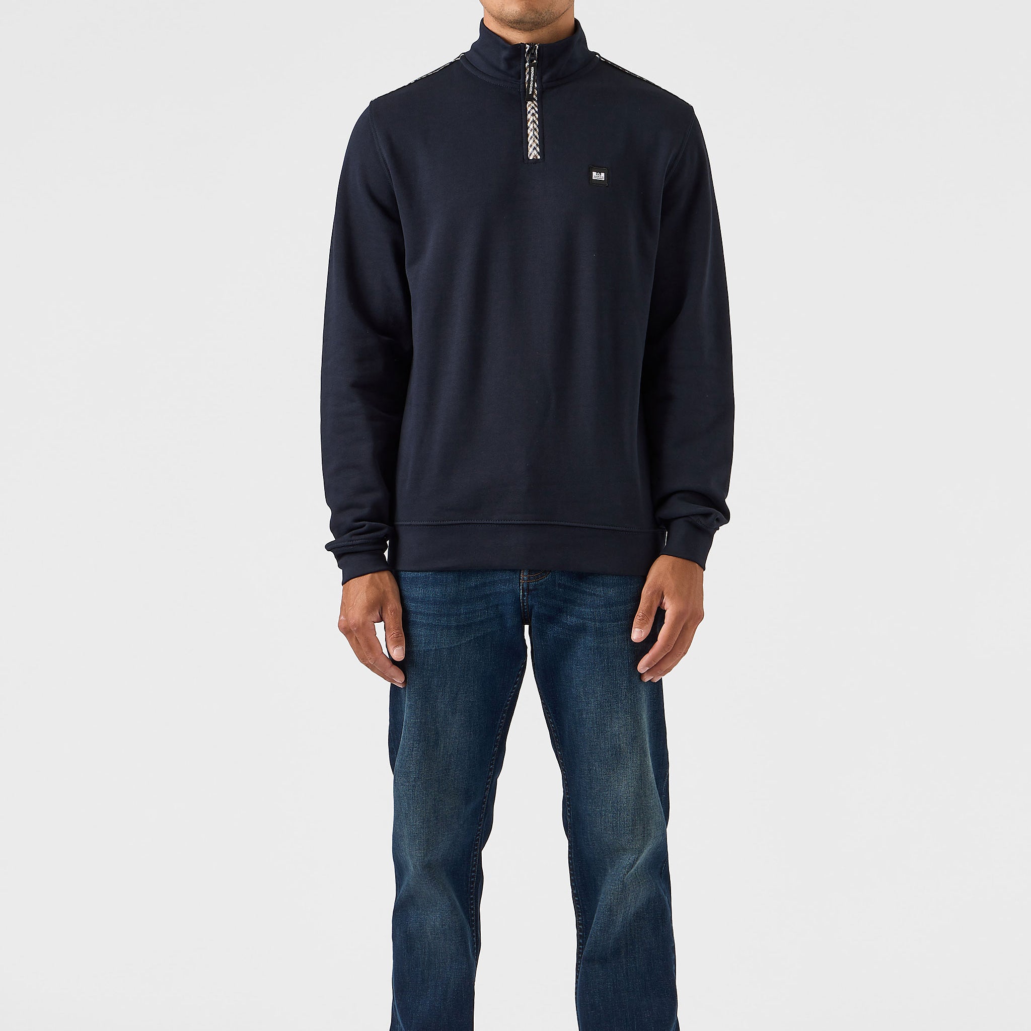 Weekend Offender Matisa Check Zip Sweatshirt Navy