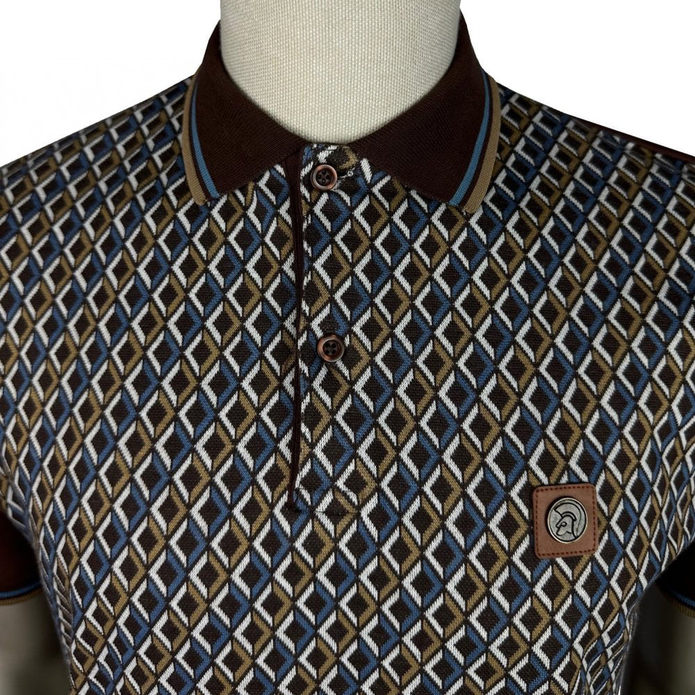 Trojan Diamond Panel Polo Brown