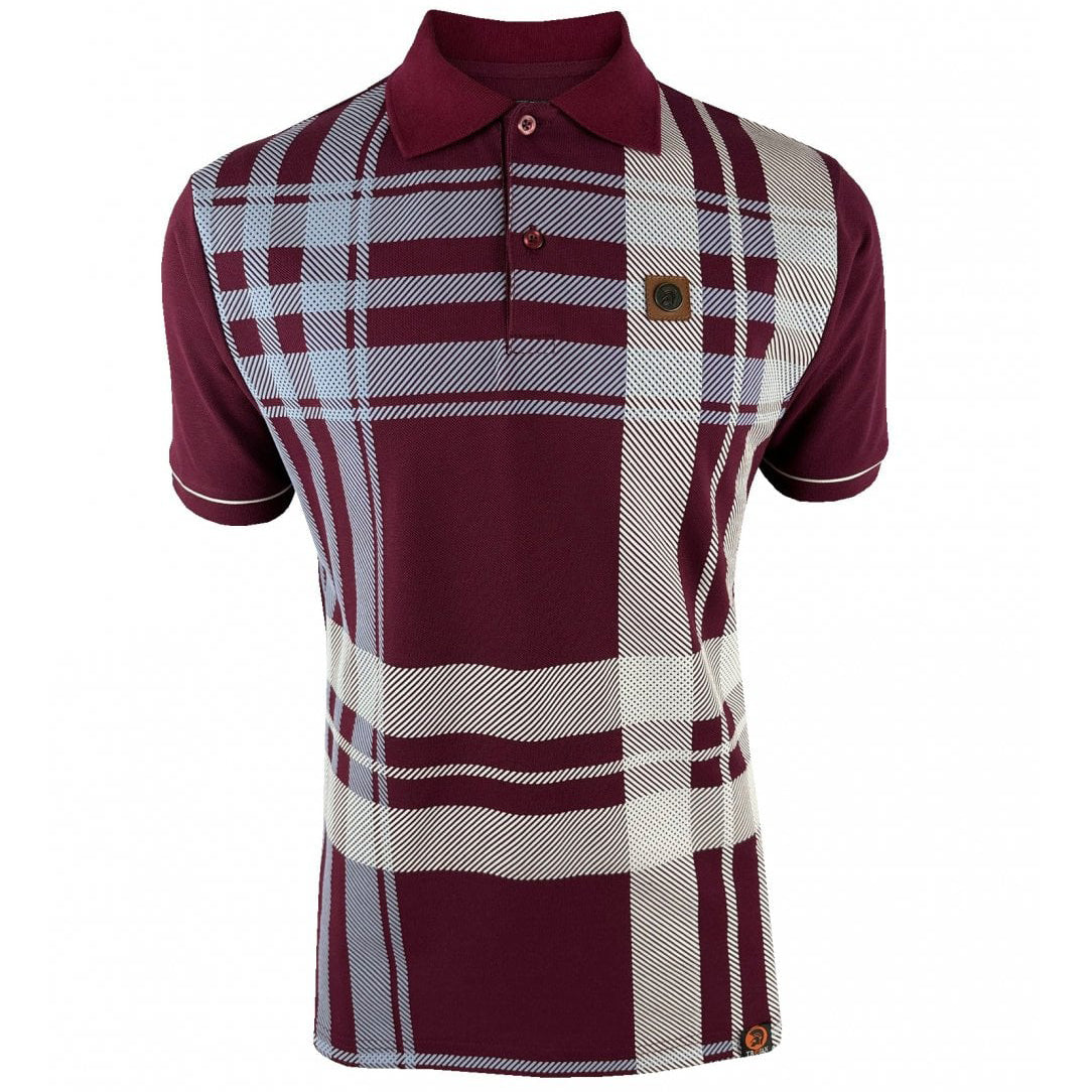 Trojan Oversize Check Polo Shirt Claret/Blue