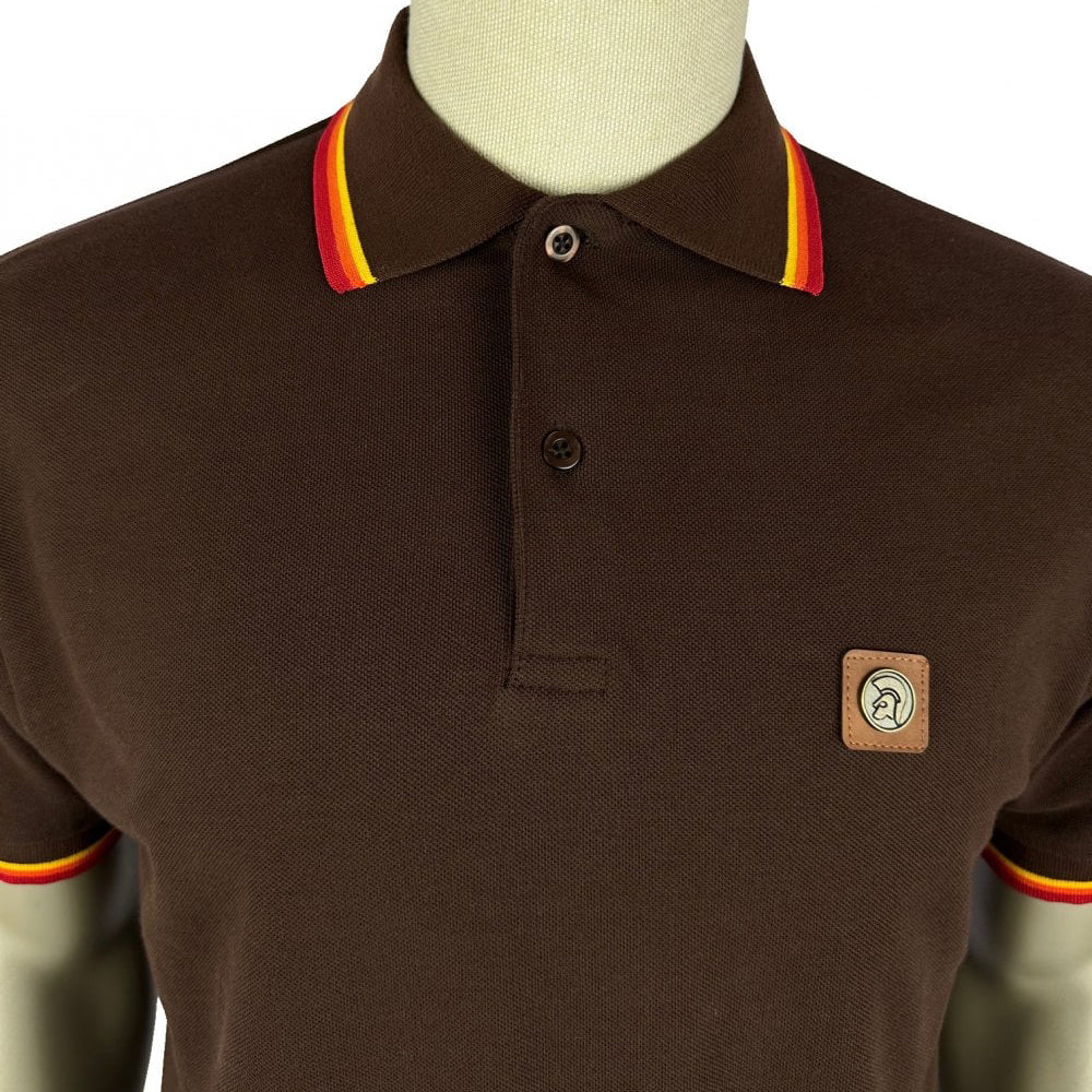 Trojan Triple Tipped Pique Polo Brown