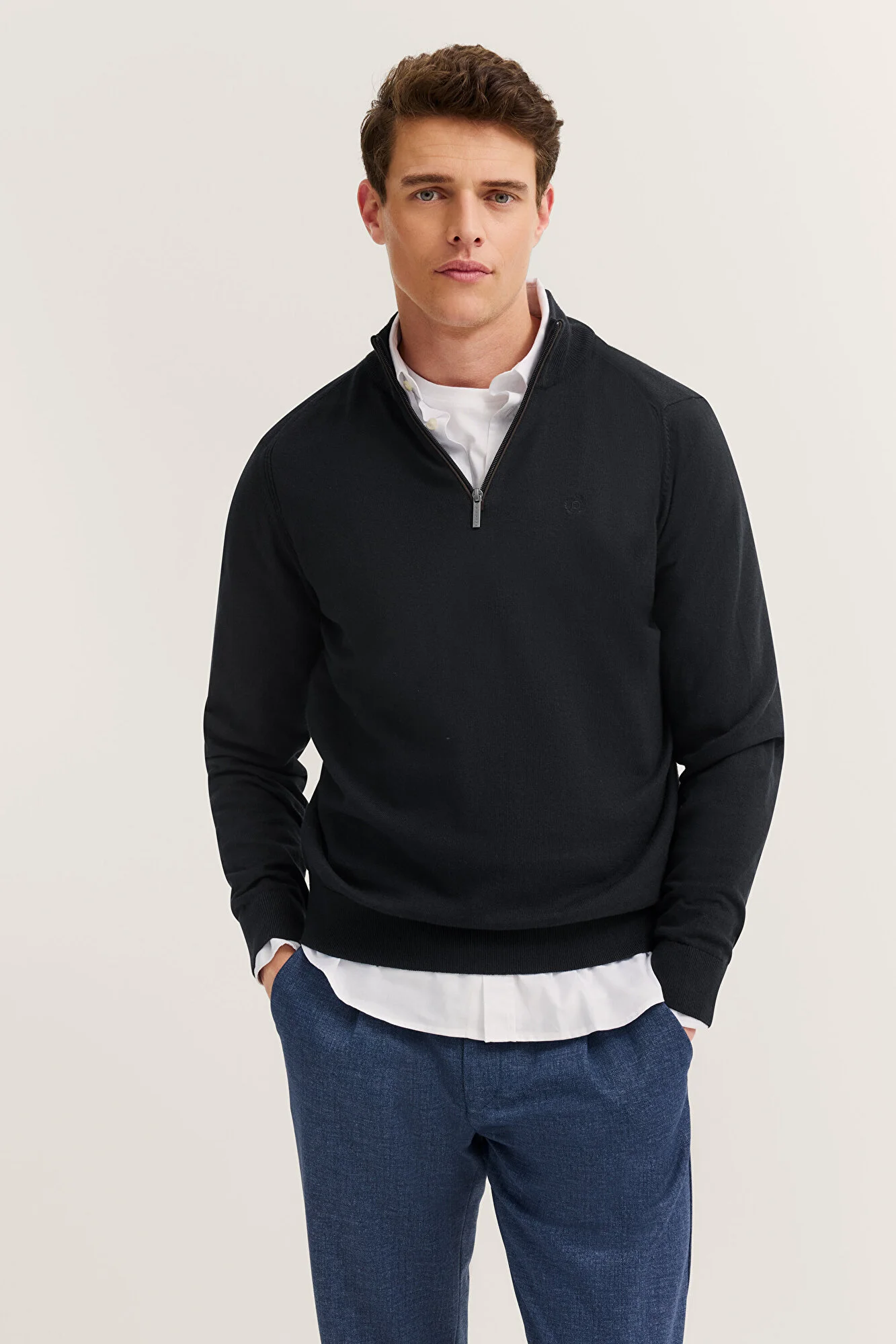 Bugatti Knit Zip Sweater Navy