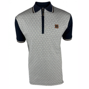 Trojan Geometric Pattern Polo Shirt Navy