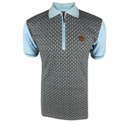 Trojan Jacquard Pattern Polo Shirt Sky