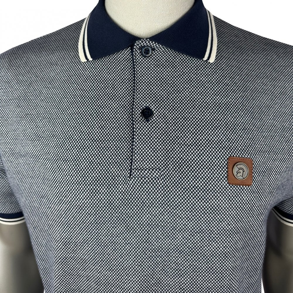 Trojan Mini Texture Polo Shirt Navy