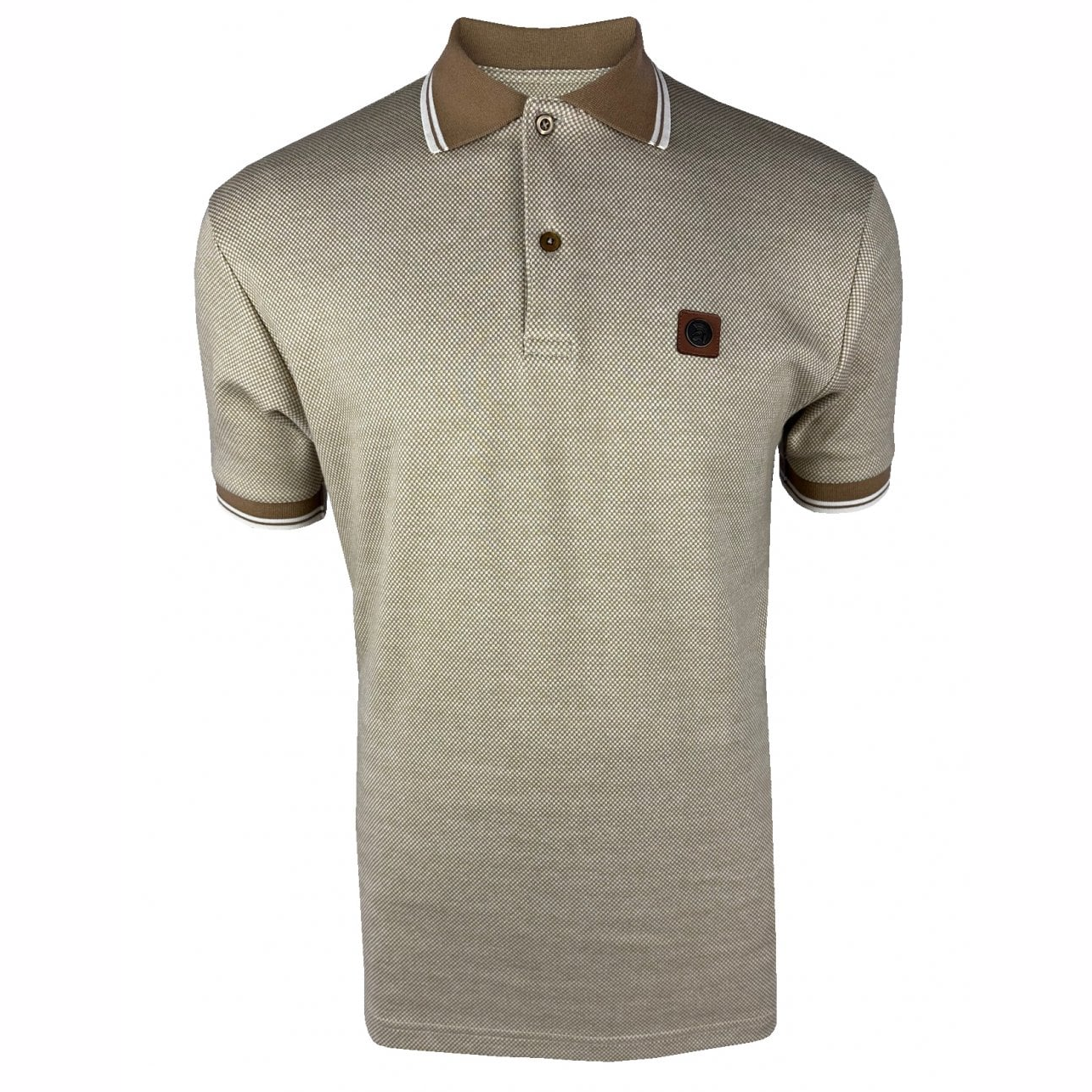 Trojan Mini Texture Polo Shirt Beige