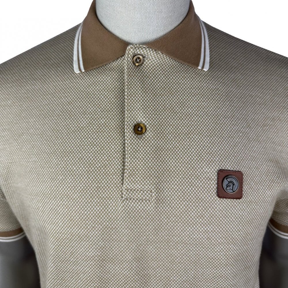 Trojan Mini Texture Polo Shirt Beige