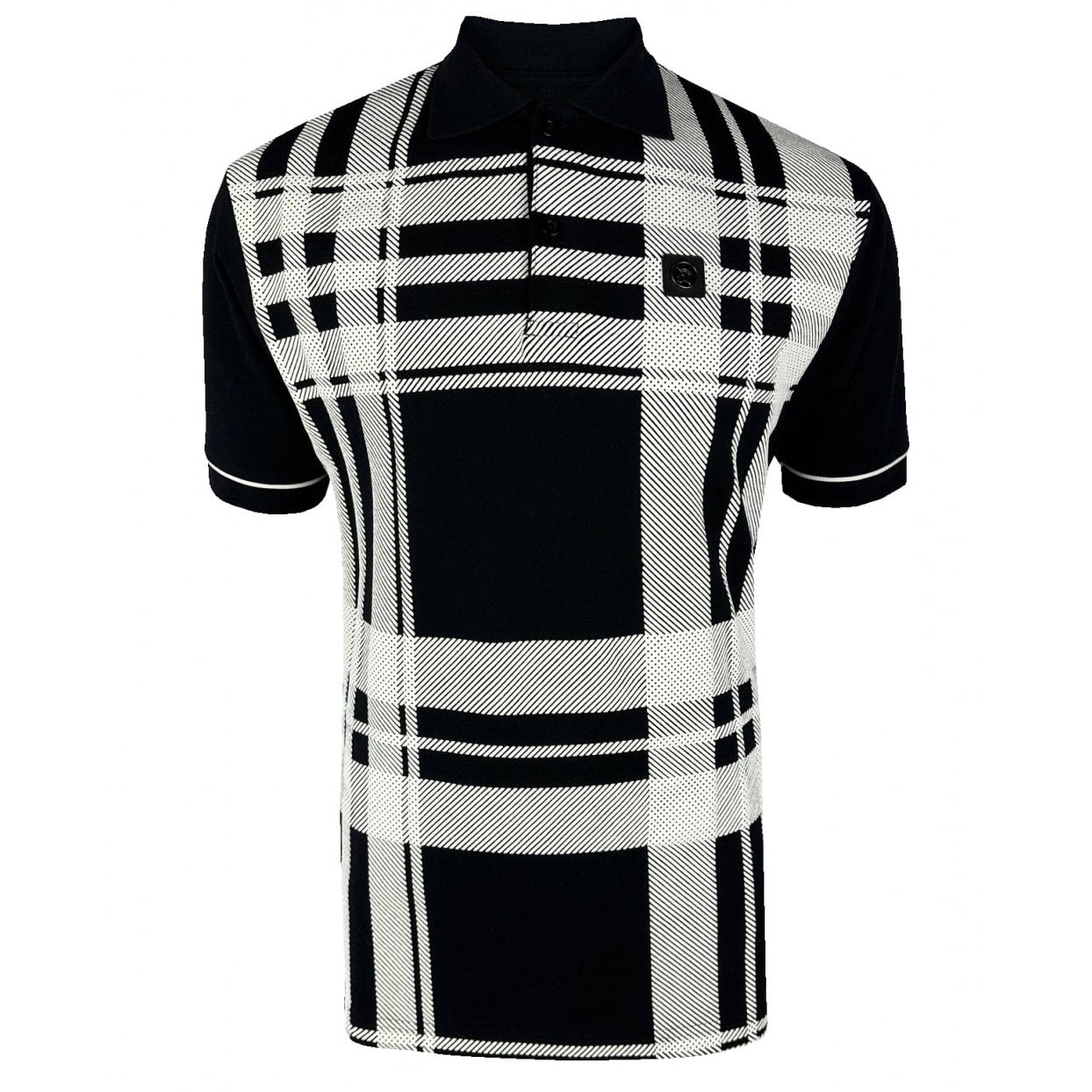 Trojan Oversize Check Polo Shirt Black