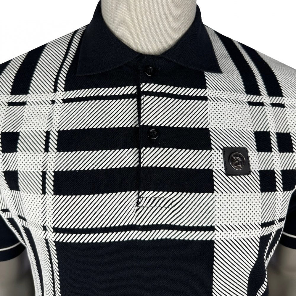 Trojan Oversize Check Polo Shirt Black