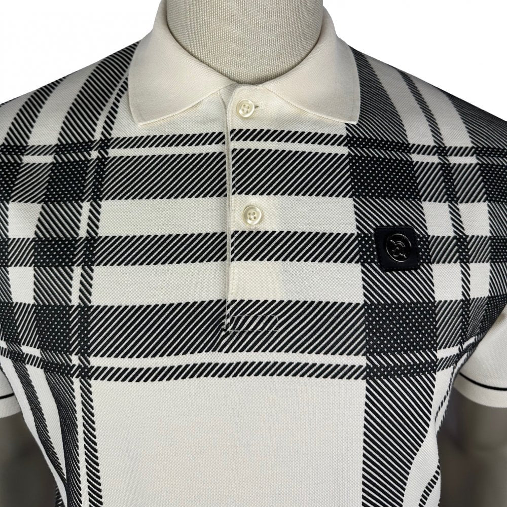 Trojan Oversize Check Polo Shirt Ecru