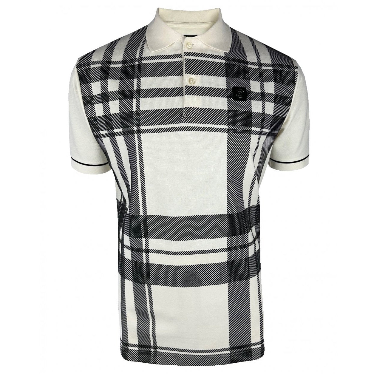 Trojan Oversize Check Polo Shirt Ecru