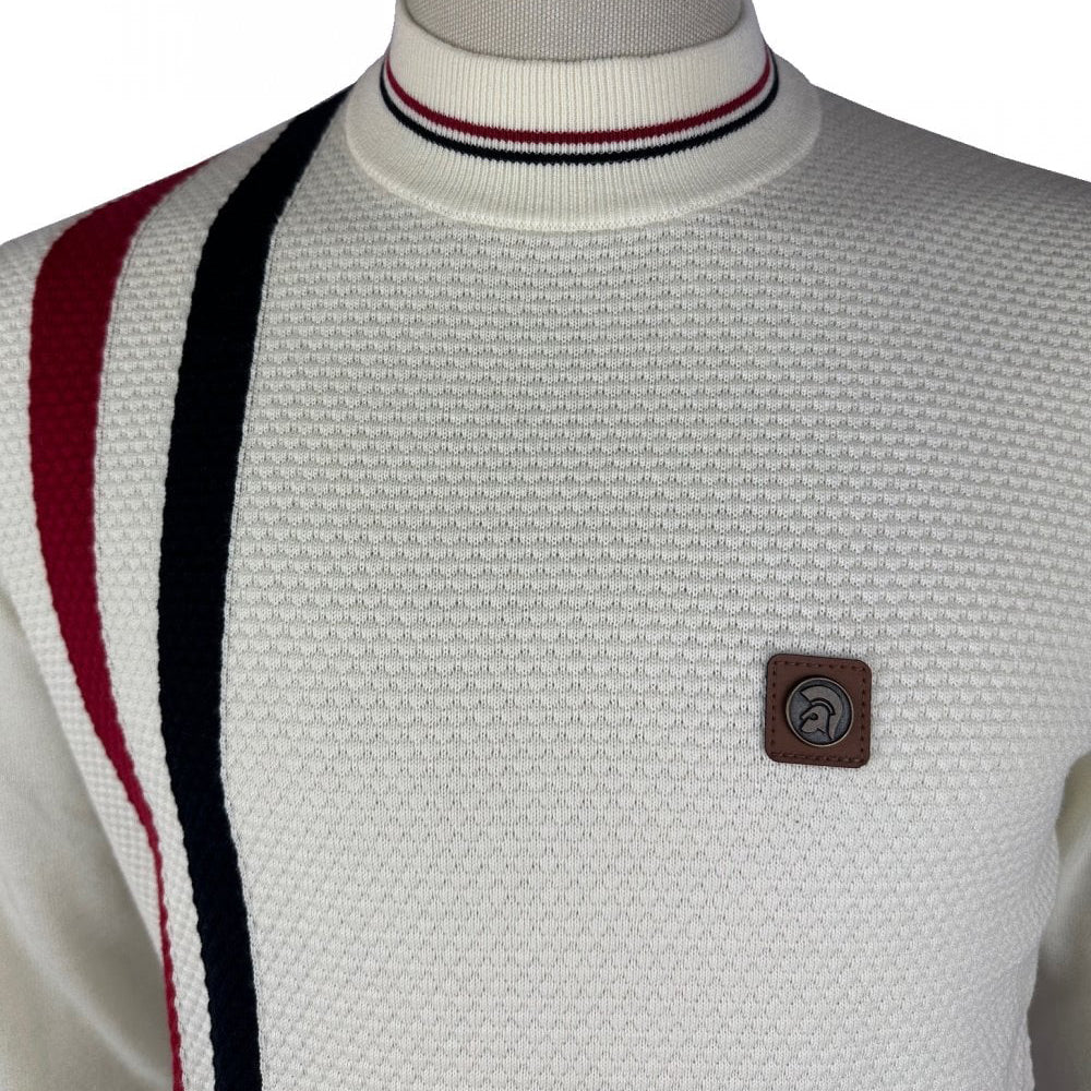 Trojan Racing Stripe Knit Turtleneck White