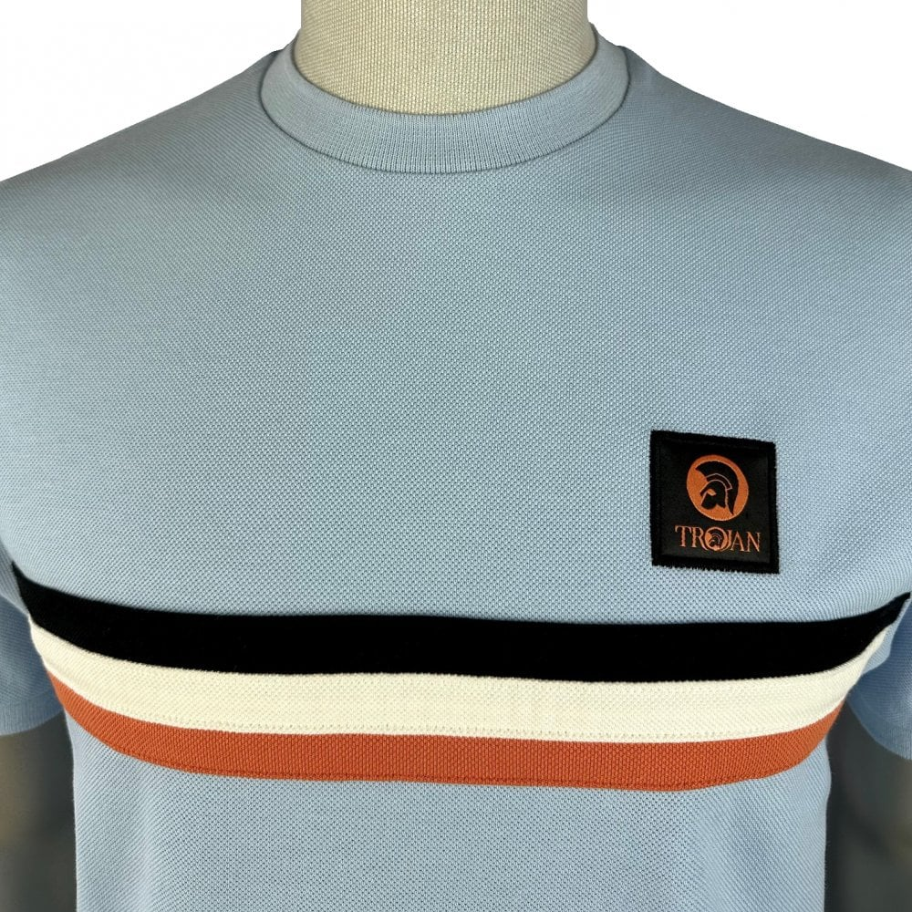 Trojan Retro Stripe T-Shirt Sky