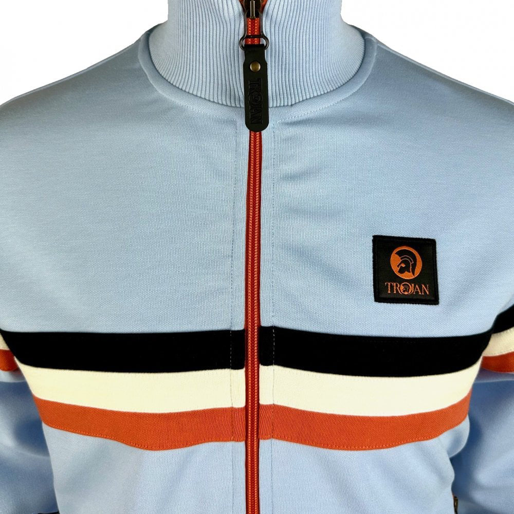 Trojan Retro Stripe Track Top Sky