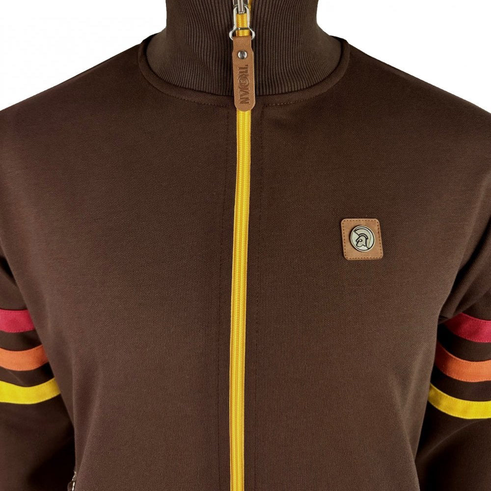 Trojan Sleeve Stripe Track Top Brown