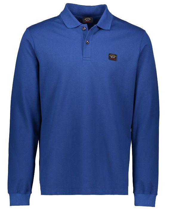Paul Shark Long Sleeve Badge Polo Shirt Royal Blue