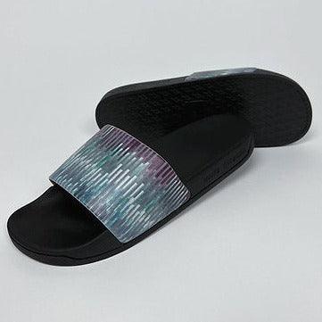 White Threads Swathe Pattern Sliders - Urban Menswear