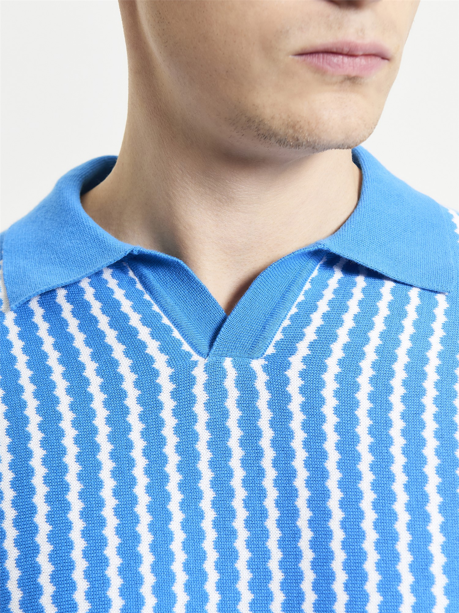 Ben Sherman Wave Knit Polo Shirt Blue