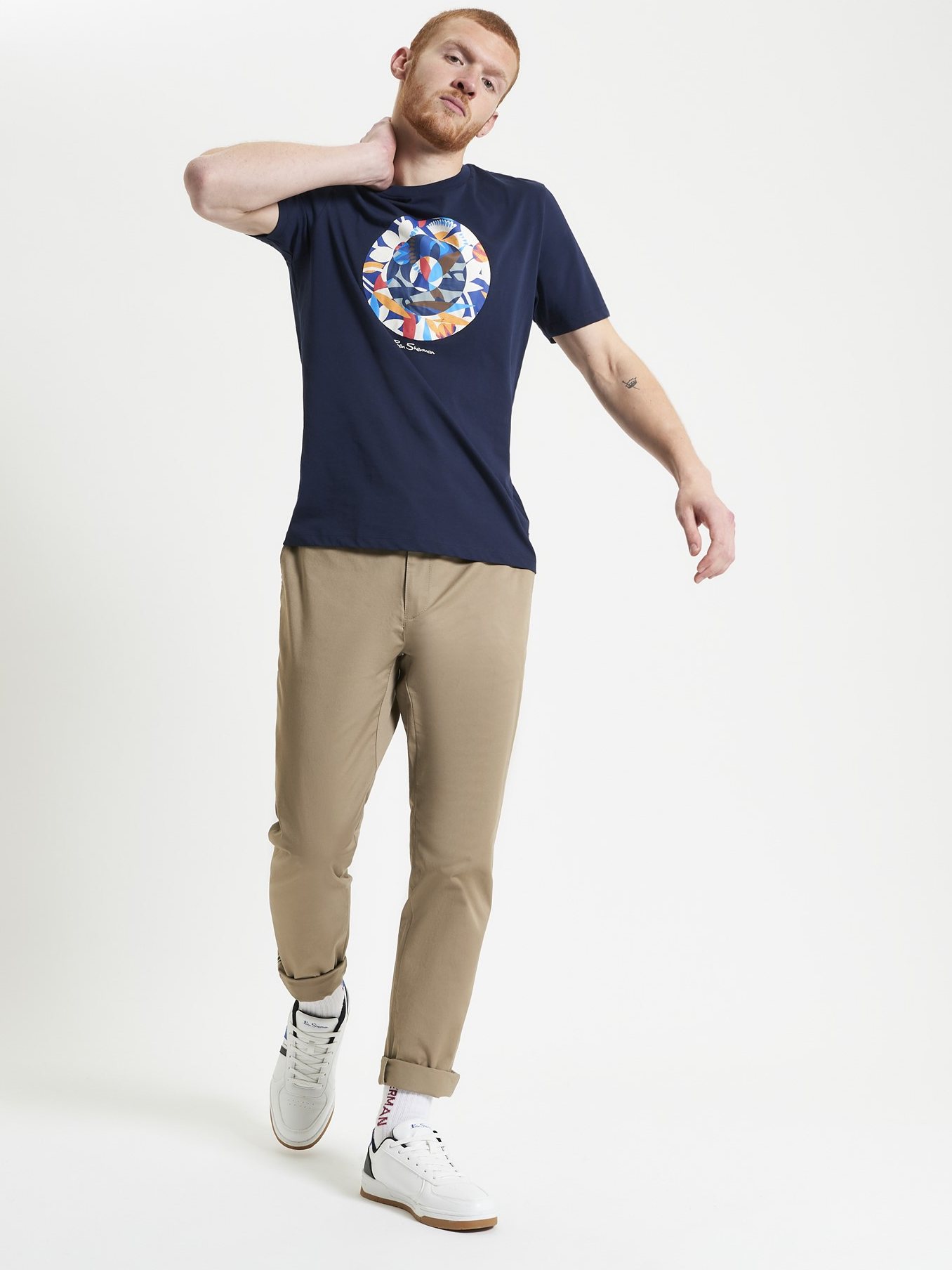 Ben Sherman Tropical Target T-Shirt Navy