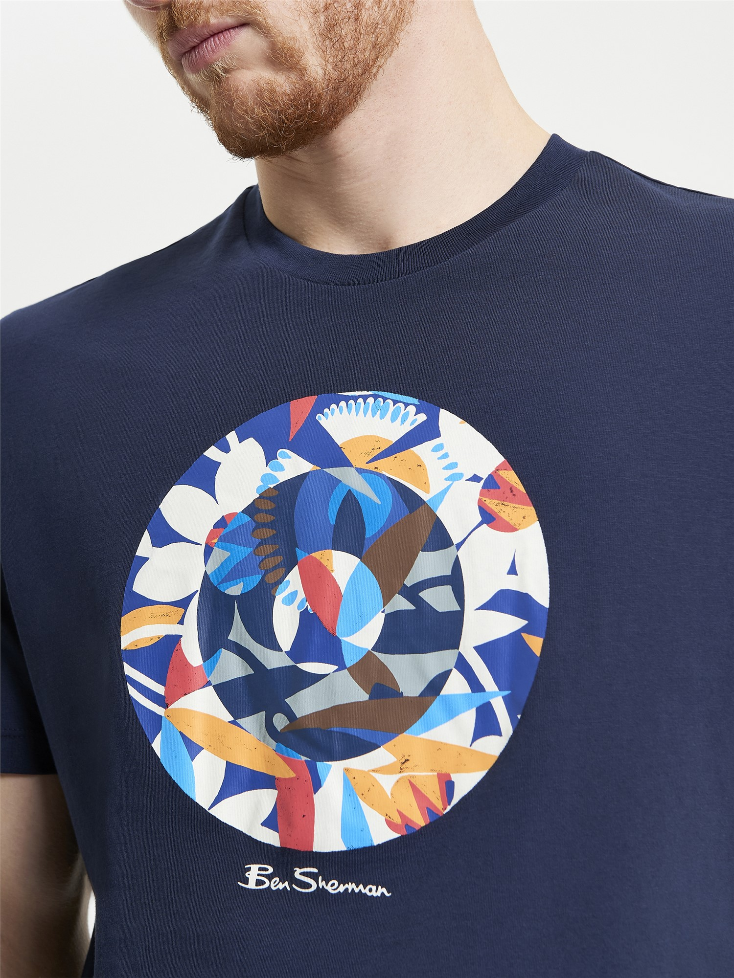Ben Sherman Tropical Target T-Shirt Navy