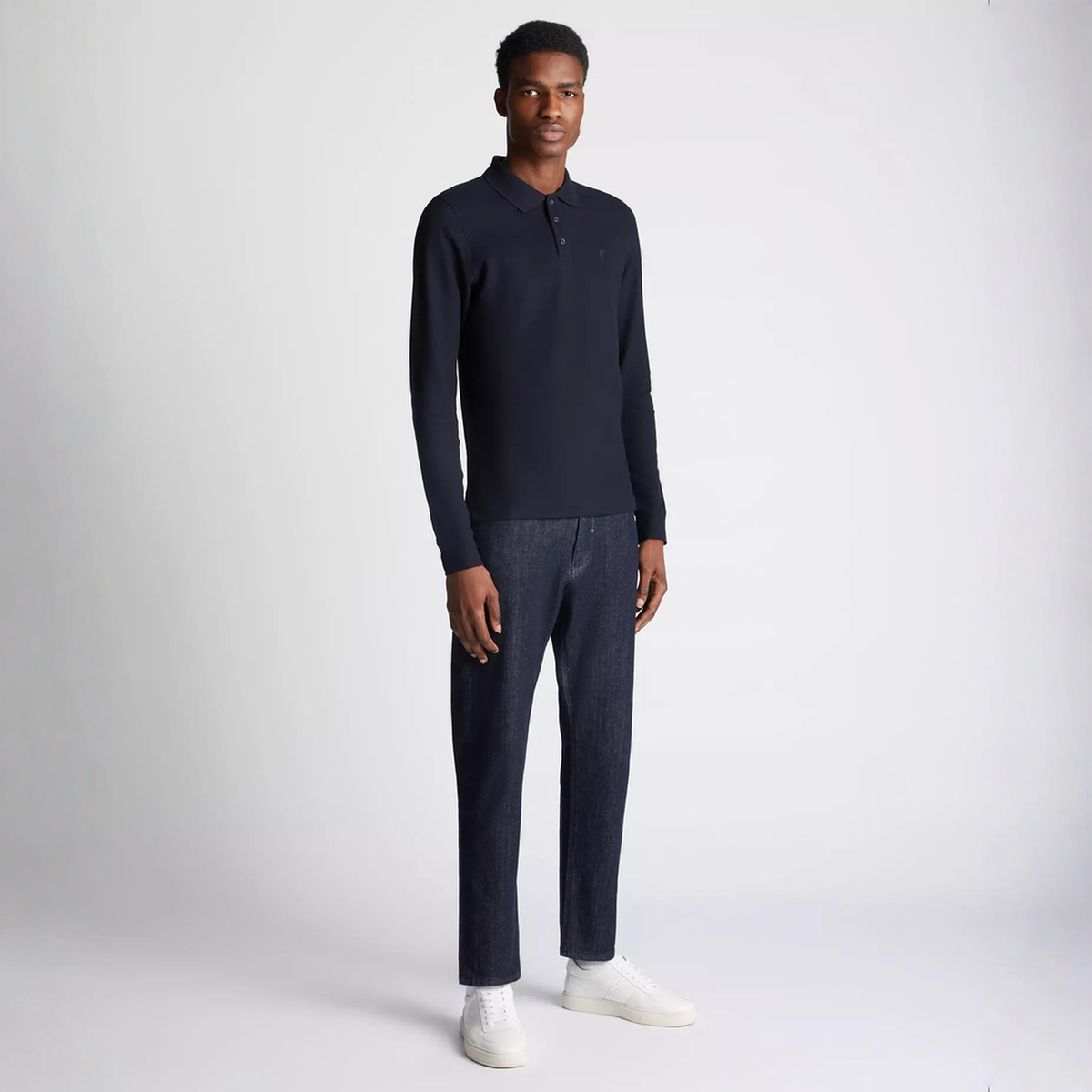 Remus Uomo Long Sleeve Polo Shirt Navy