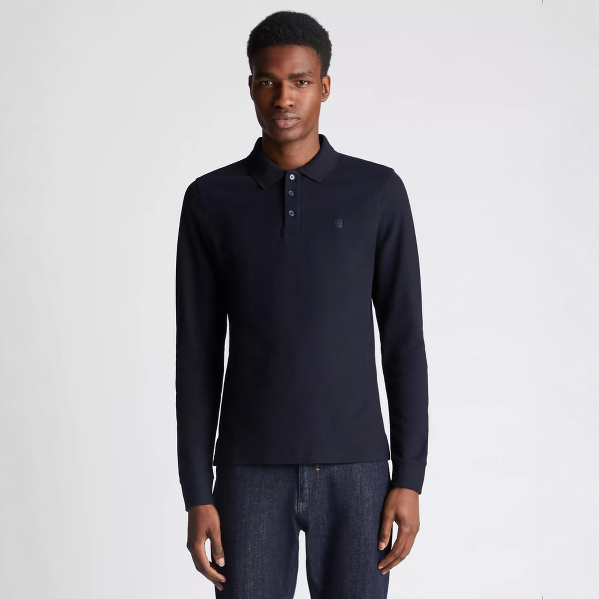 Remus Uomo Long Sleeve Polo Shirt Navy