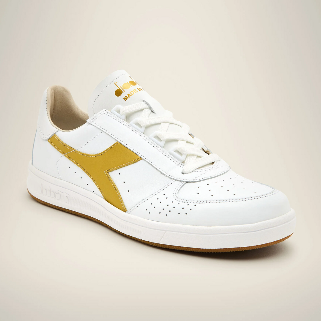 Men s Diadora Borg Elite Italia Sport Trainers White Gold