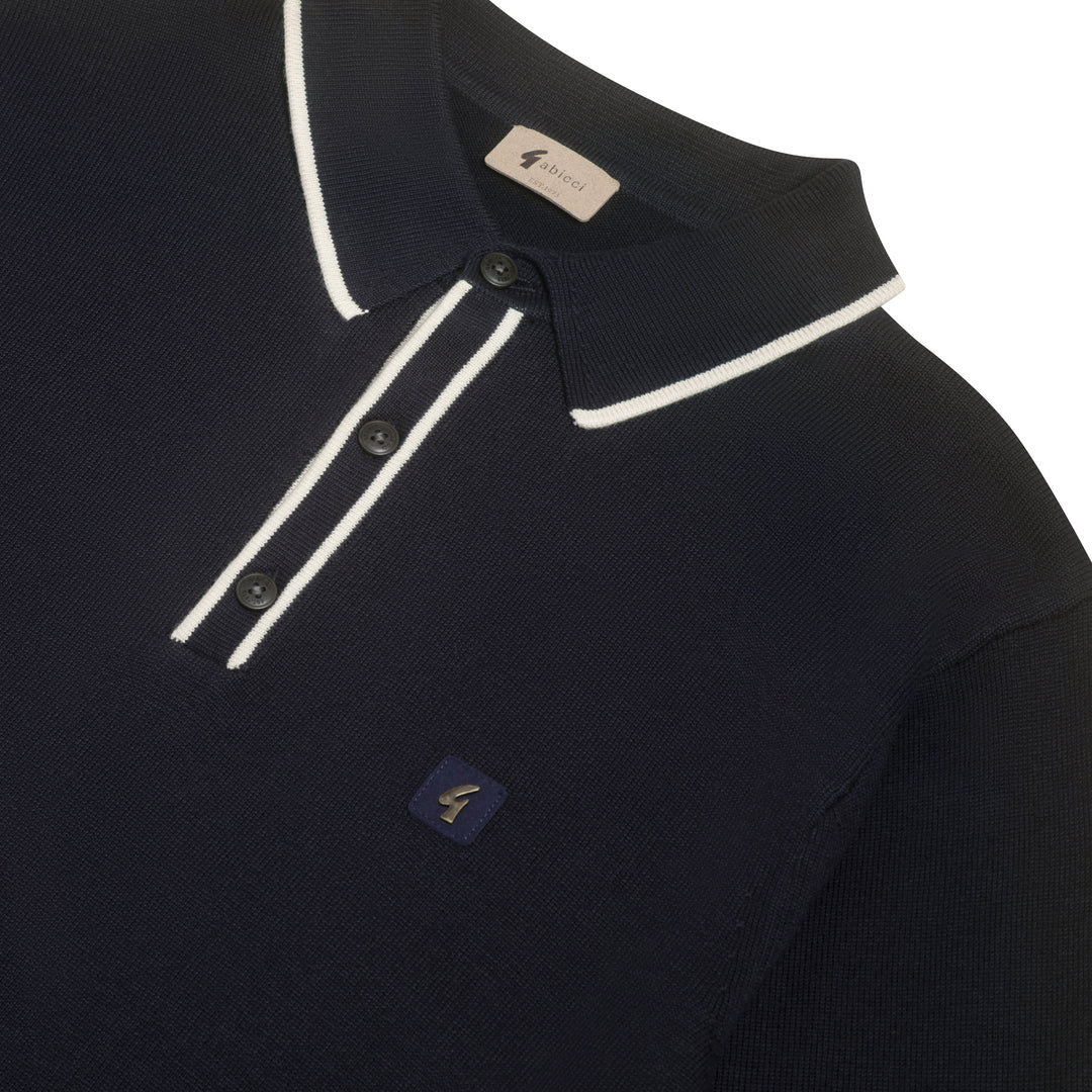 Gabicci Vintage Lineker Knitted Polo Shirt Navy