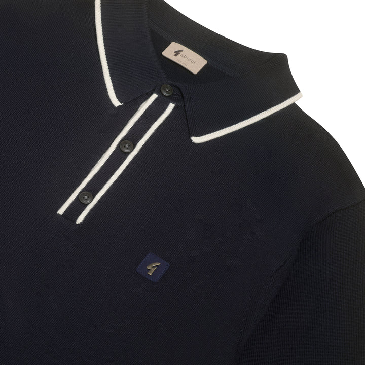 Gabicci Vintage Lineker Knitted Polo Shirt Navy