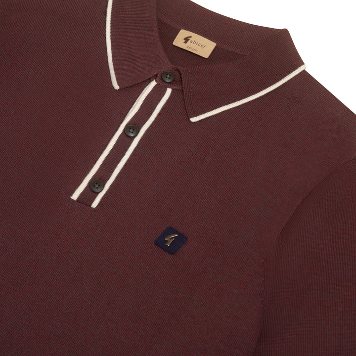 Gabicci Vintage Lineker Knit Polo Berry