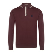 Gabicci Vintage Lineker Knit Polo Berry