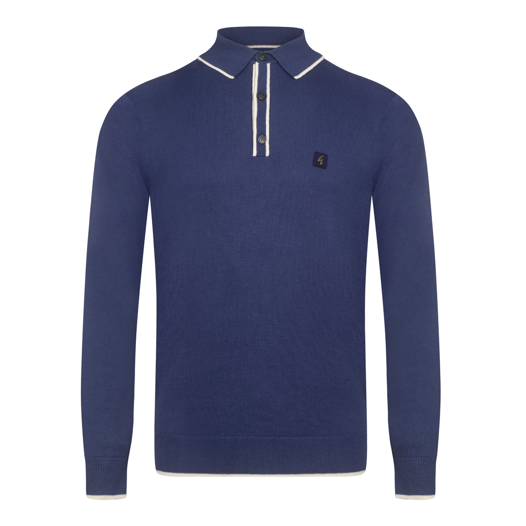 Gabicci Vintage Lineker Knit Polo Blue