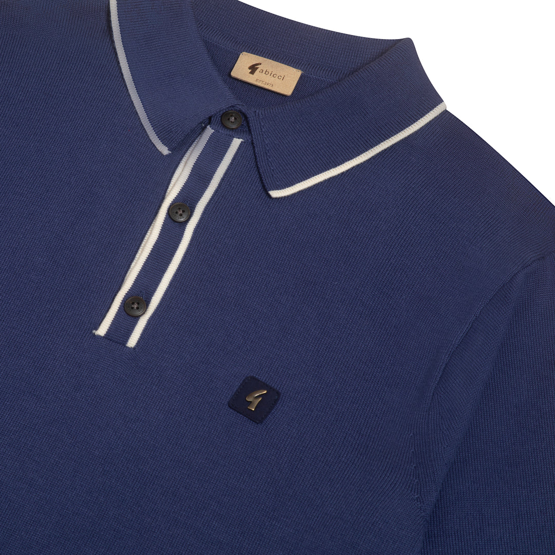 Gabicci Vintage Lineker Knit Polo Blue