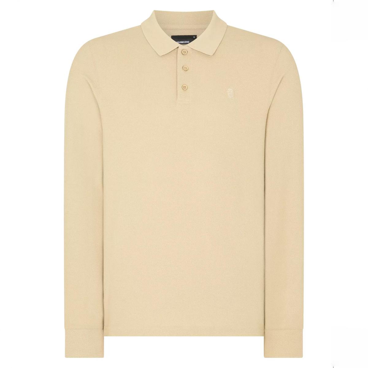 Remus Uomo Long Sleeve Polo Shirt Beige