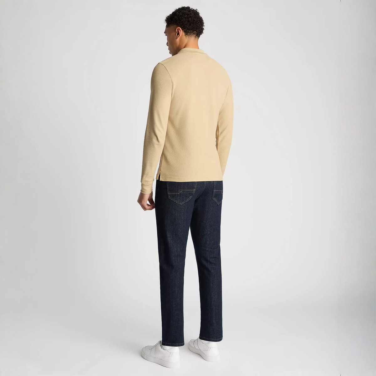 Remus Uomo Long Sleeve Polo Shirt Beige