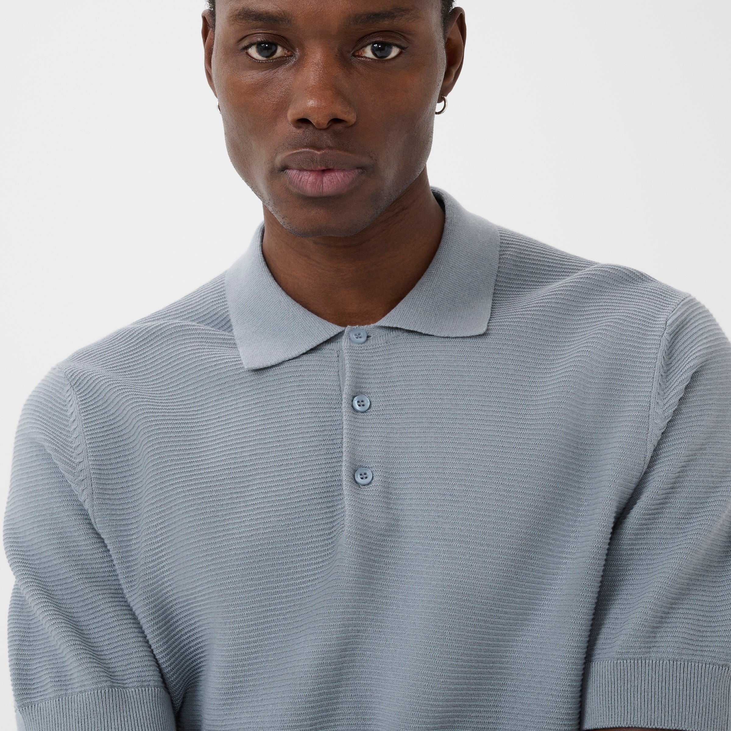 Matinique Textured Knit Polo Shirt Sky