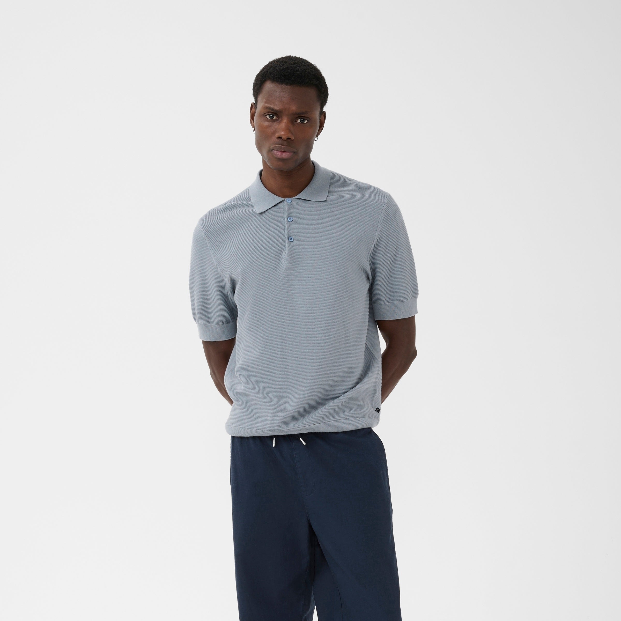 Matinique Textured Knit Polo Shirt Sky