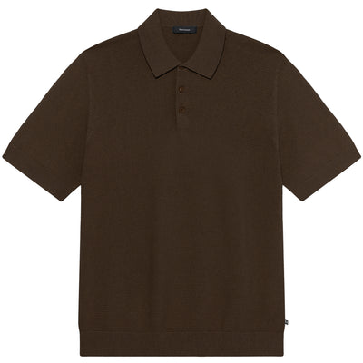 Matinique Textured Knit Polo Shirt Brown