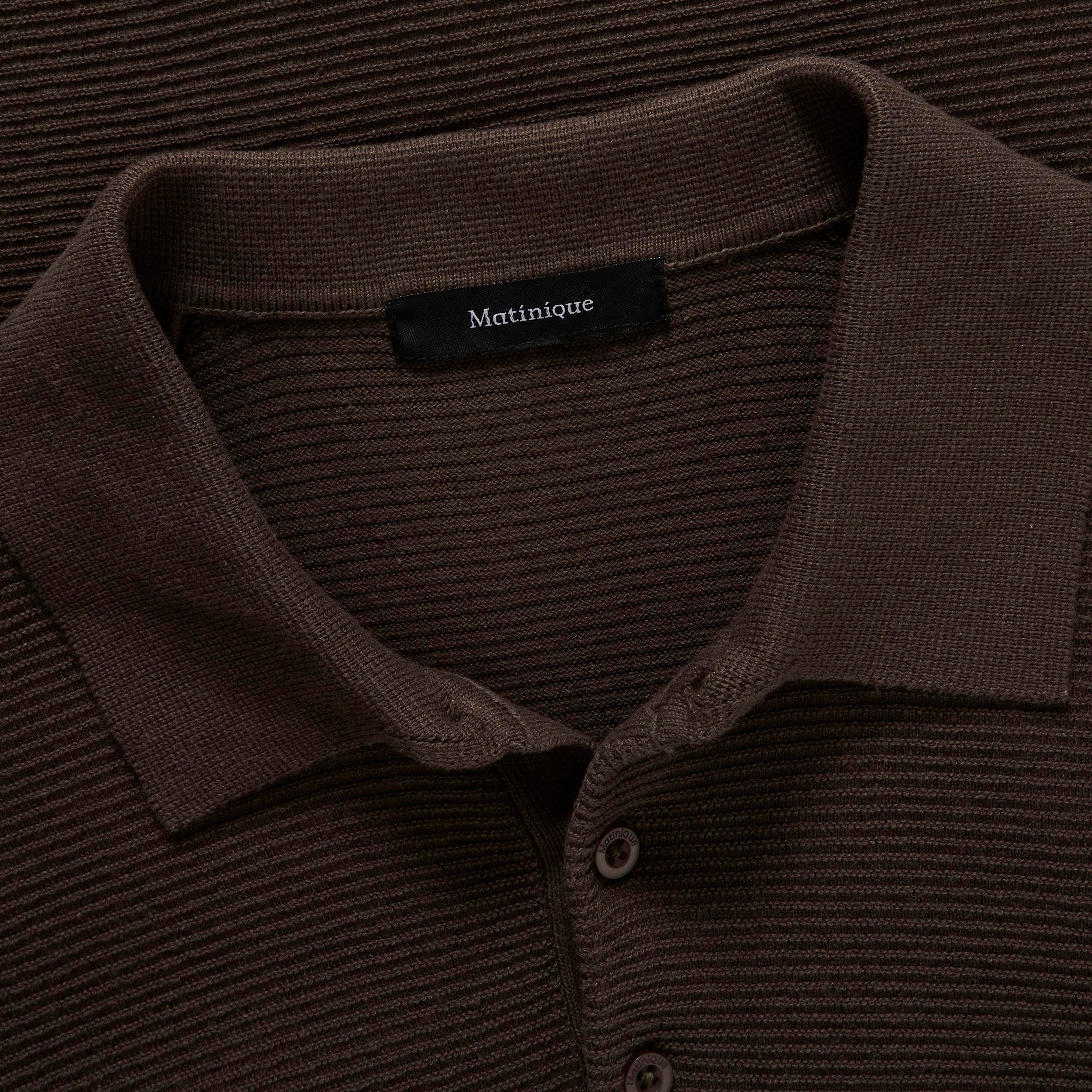 Matinique Textured Knit Polo Shirt Brown