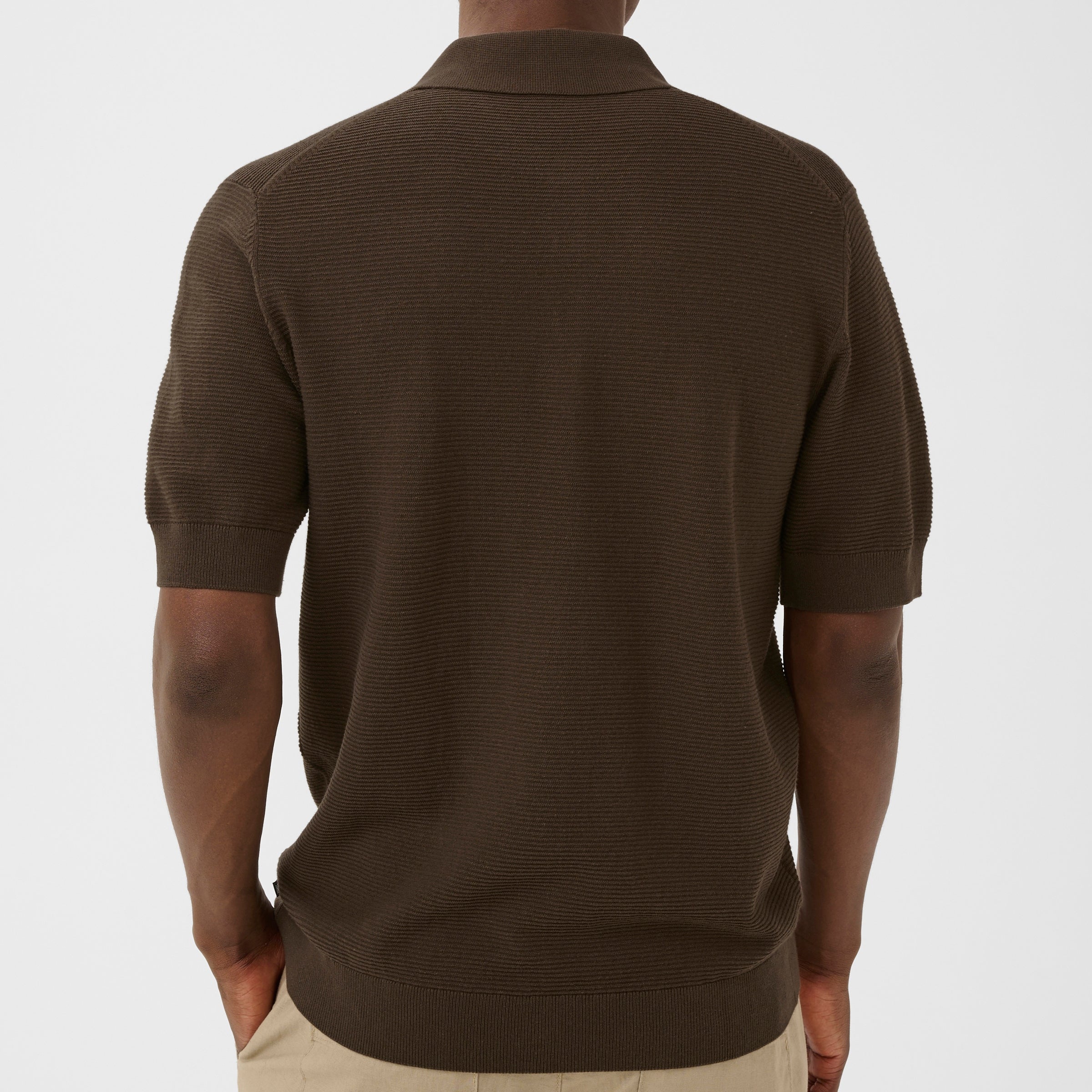 Matinique Textured Knit Polo Shirt Brown