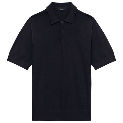 Matinique Textured Knit Polo Shirt Navy