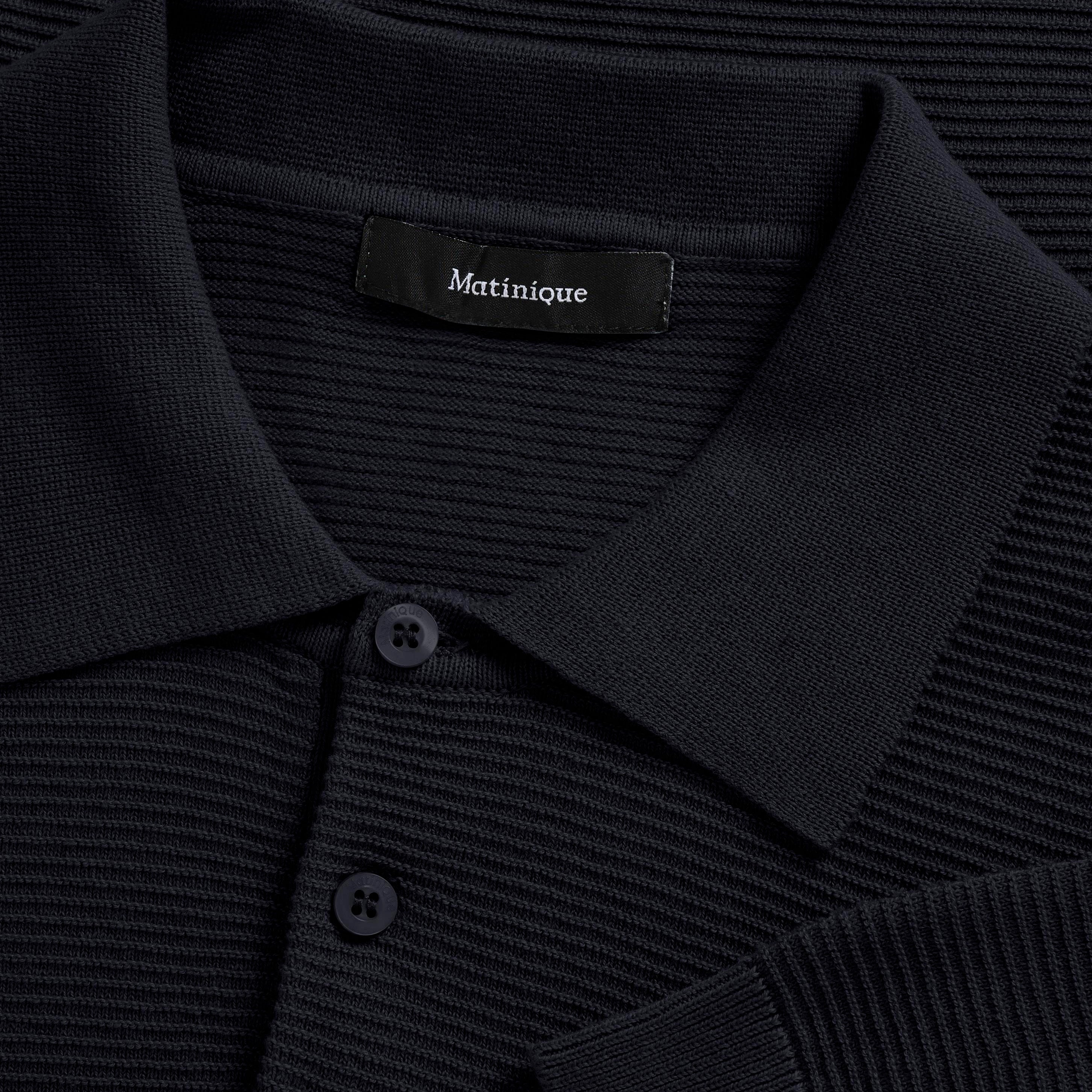 Matinique Textured Knit Polo Shirt Navy