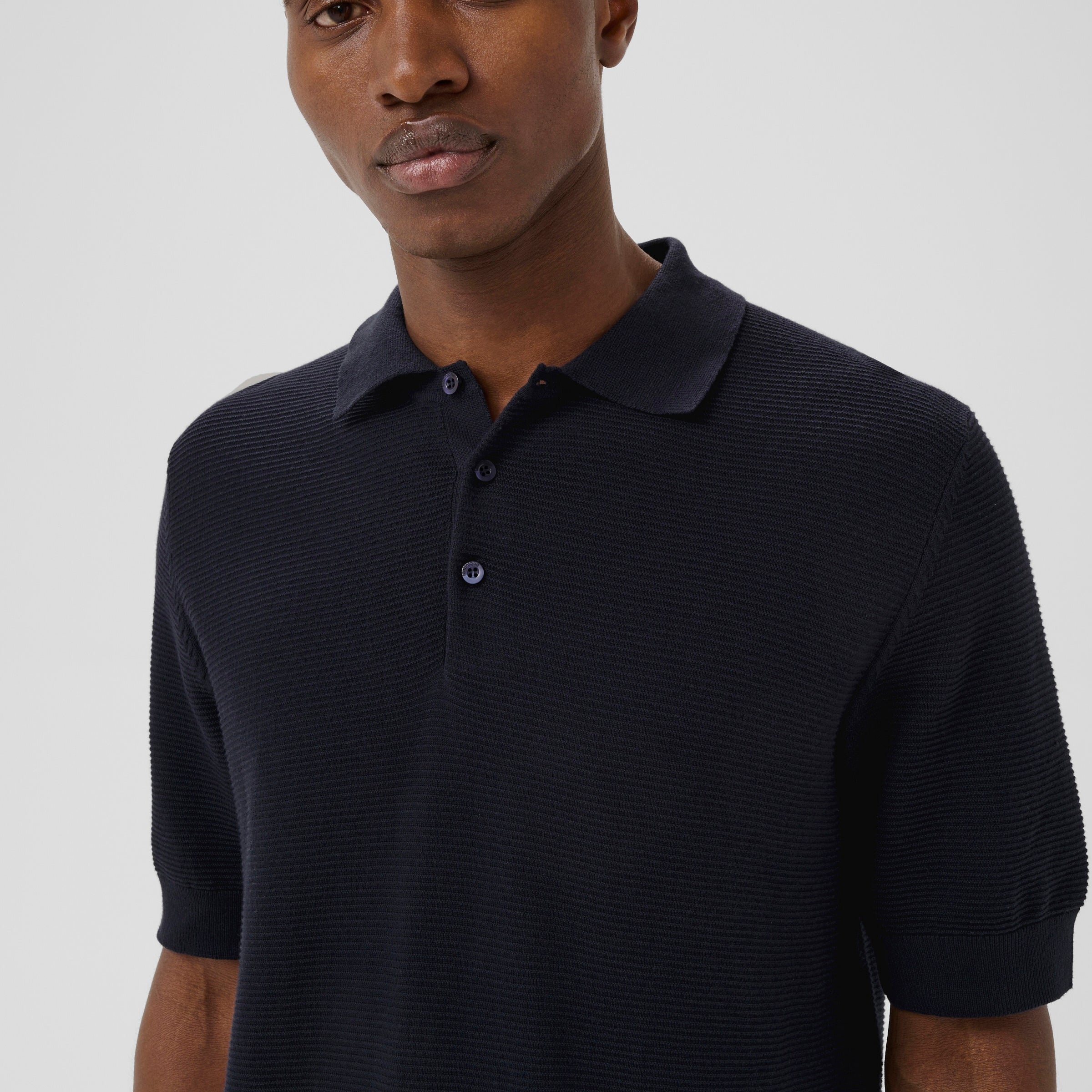 Matinique Textured Knit Polo Shirt Navy