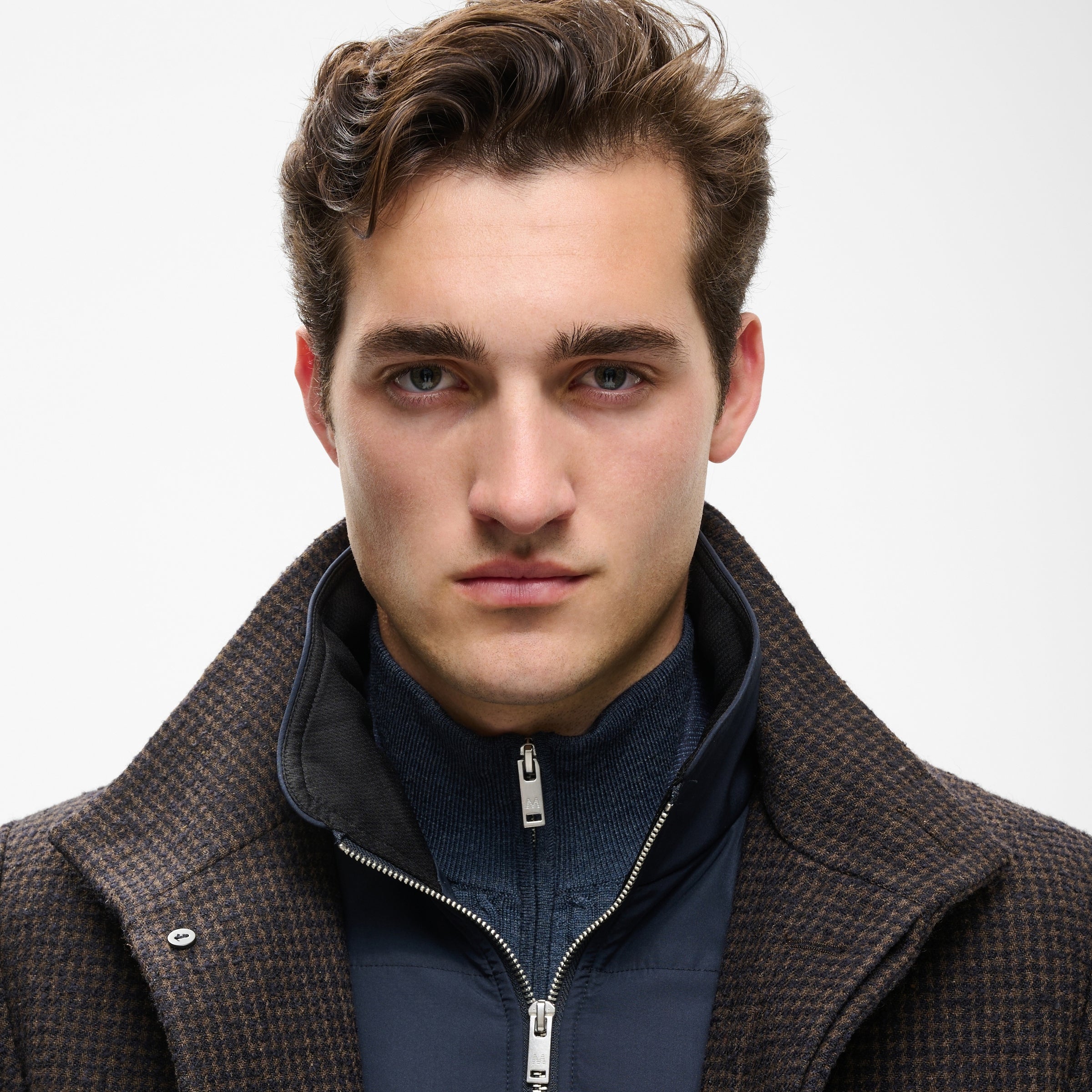 Matinique Harvey Wool Check Coat Brown