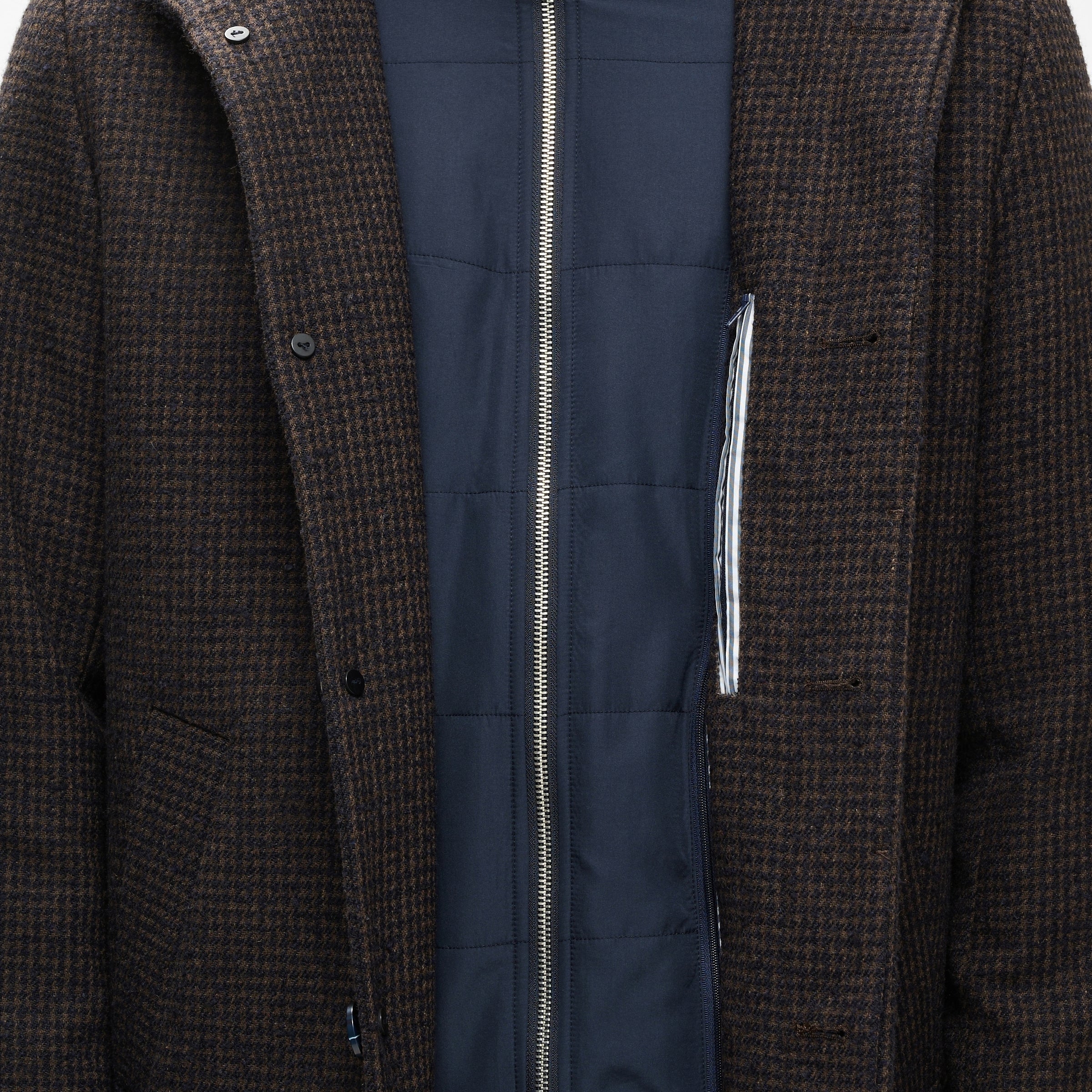 Matinique Harvey Wool Check Coat Brown
