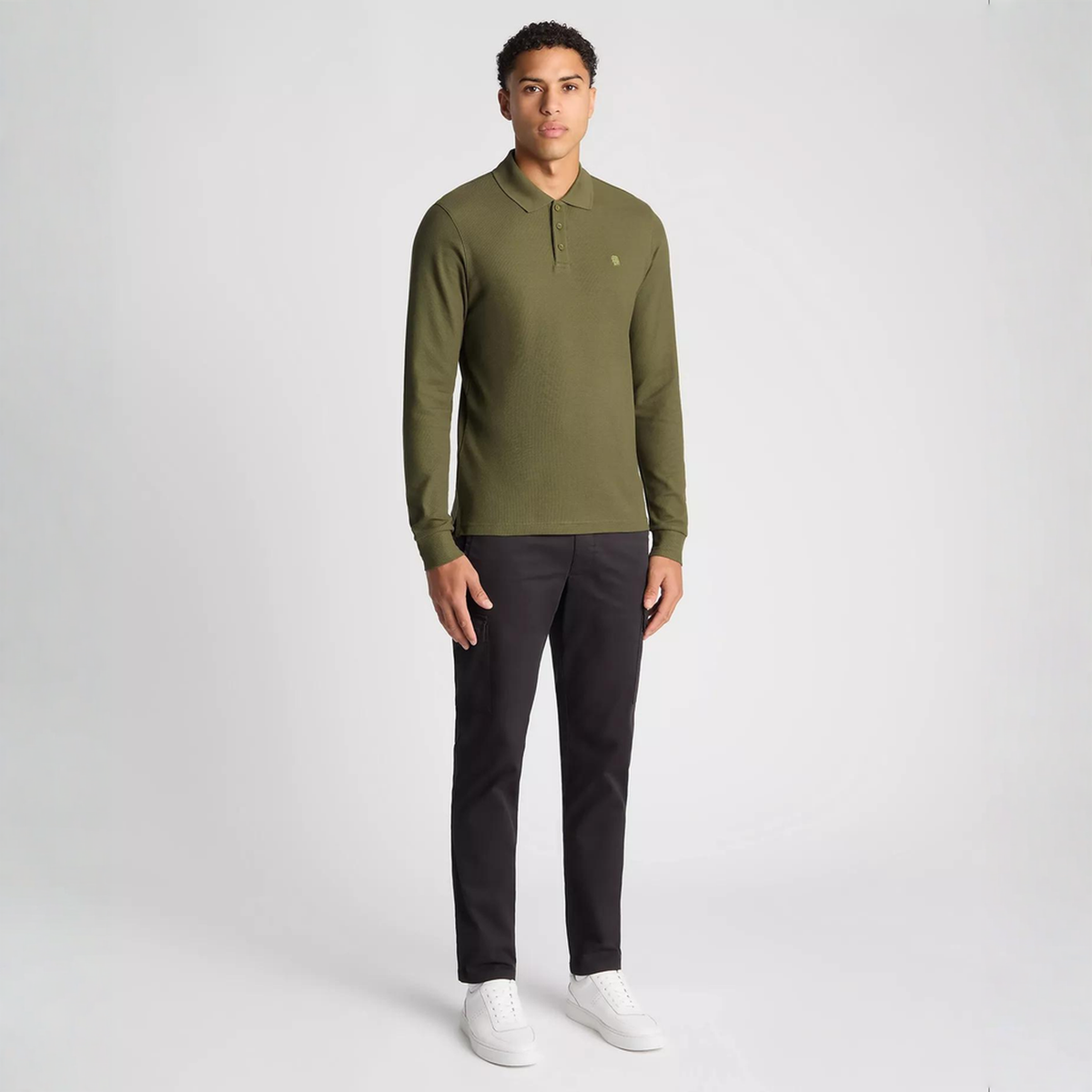 Remus Uomo Long Sleeve Polo Shirt Khaki